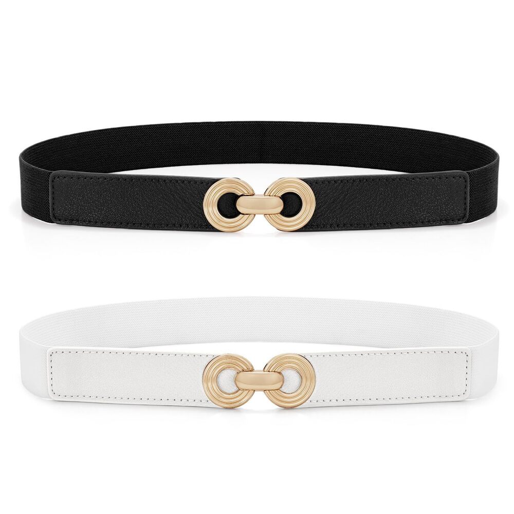6276 2 Pack Women Skinny Elastic Belt For Dresses Ladies Thin Stretchy
